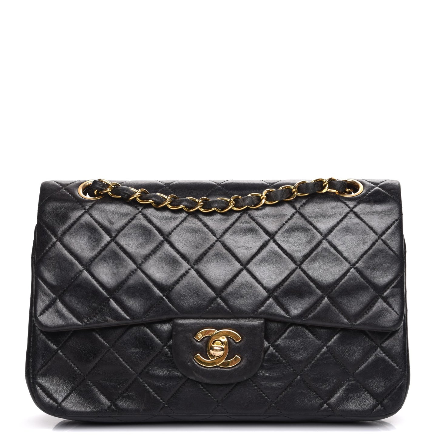 Lambskin Quilted Small Double Flap Black