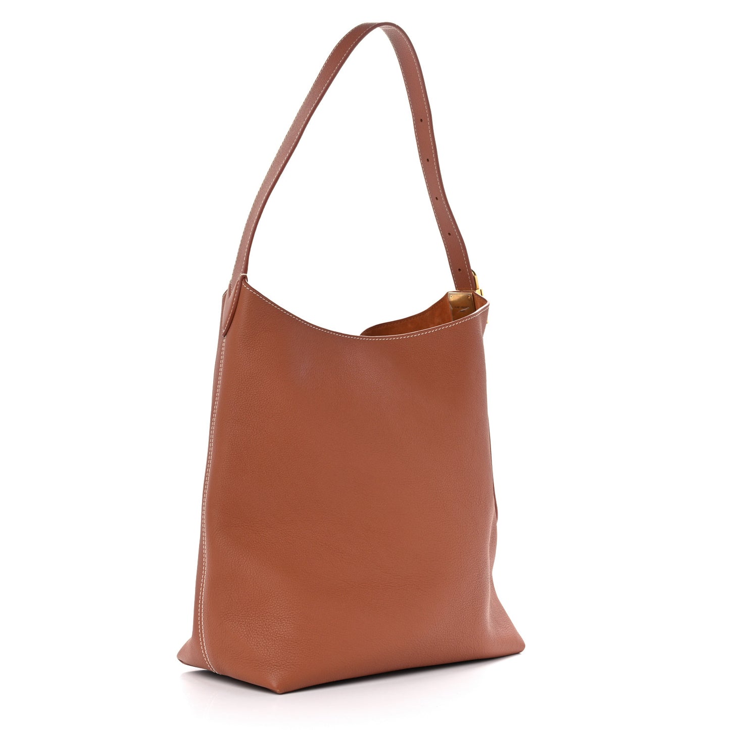 Grained Calfskin Low Key Hobo MM Cognac