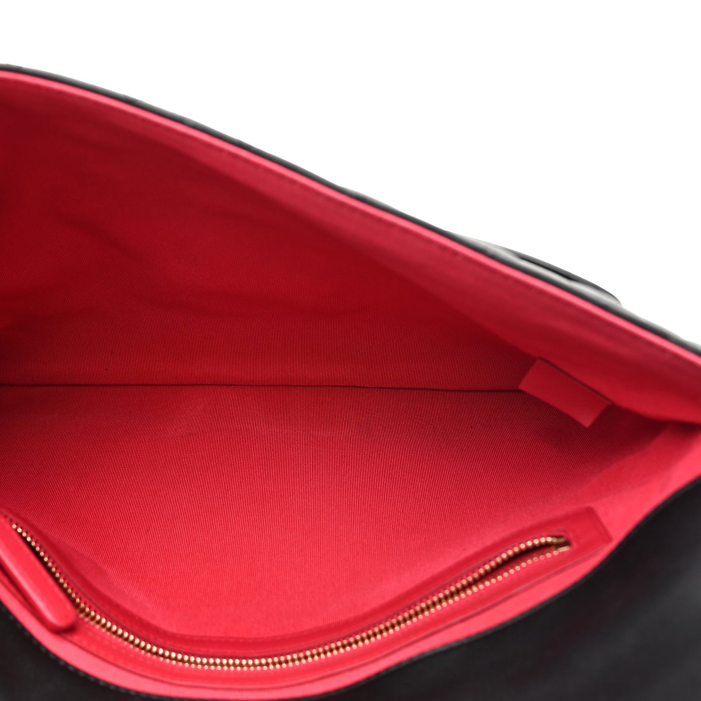 Calfskin Quilted Front Logo Enchained Clutch Black