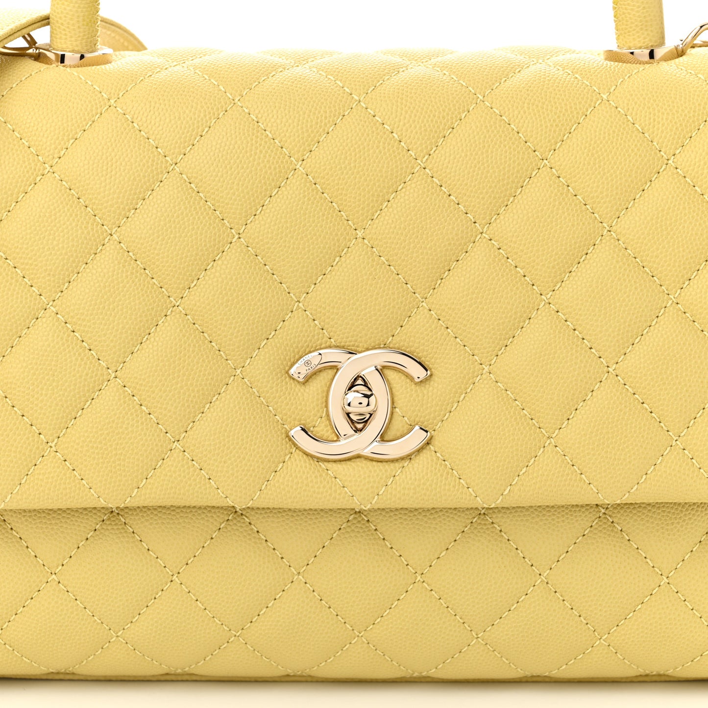 Caviar Quilted Small Coco Handle Flap Yellow