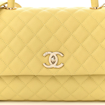 Chanel Caviar Quilted Small Coco Handle Flap Yellow 8 of 10