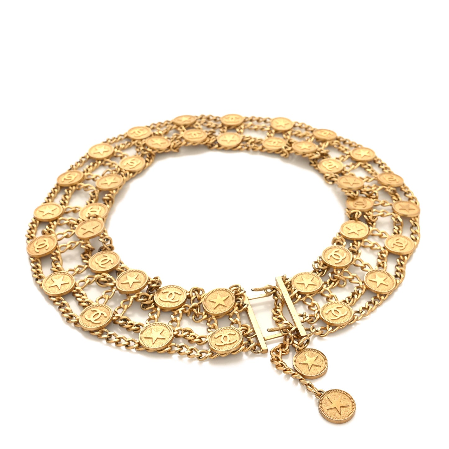Chain Wide CC Star Medallion Belt Gold