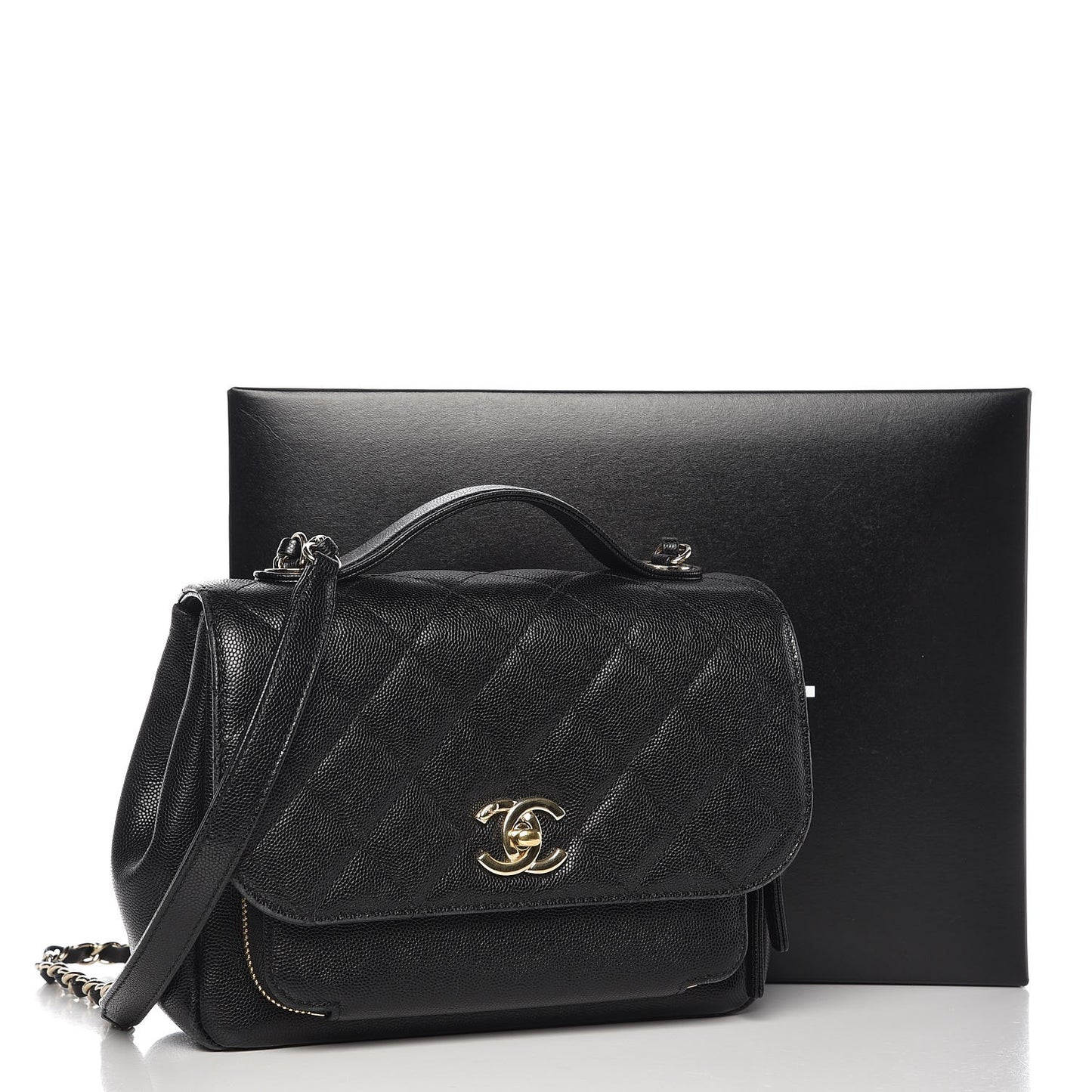Caviar Quilted Small Business Affinity Flap Black
