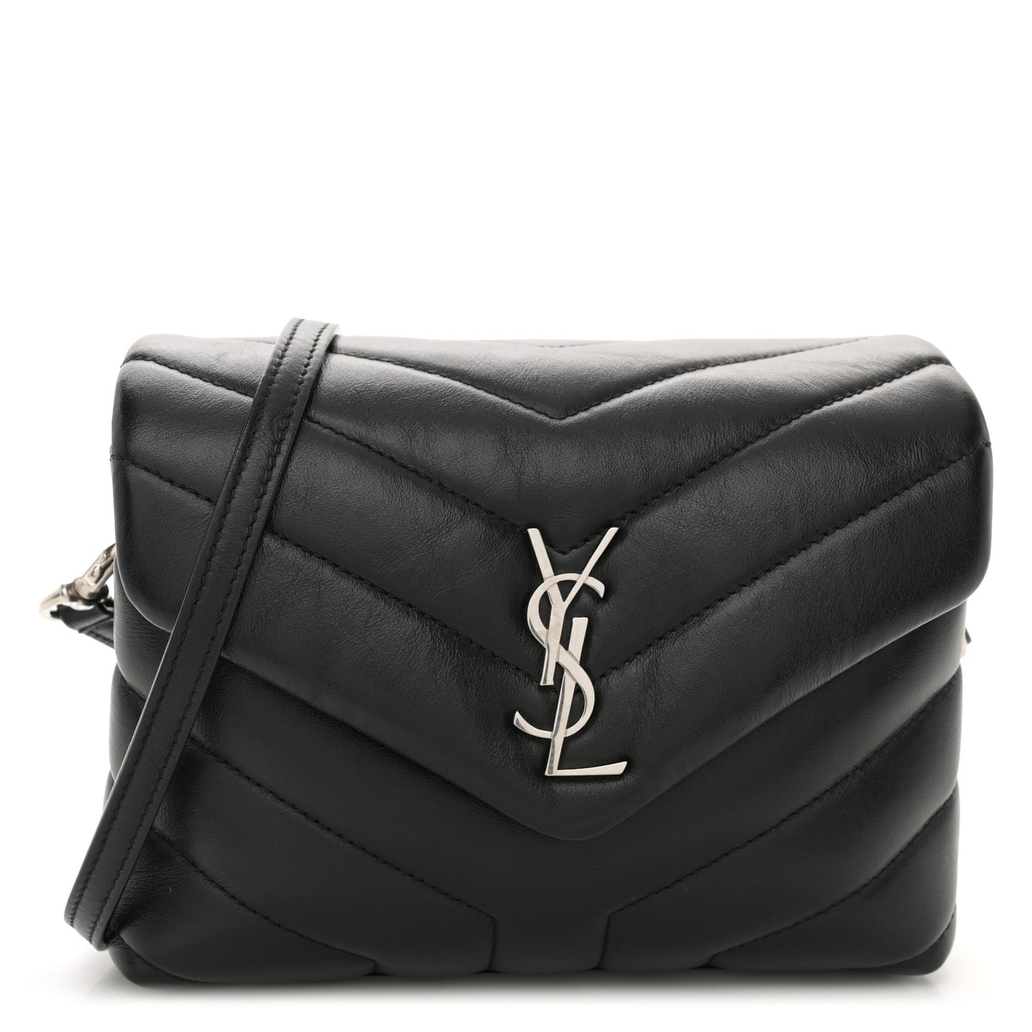 Calfskin Y Quilted Monogram Toy Loulou Crossbody Bag Black