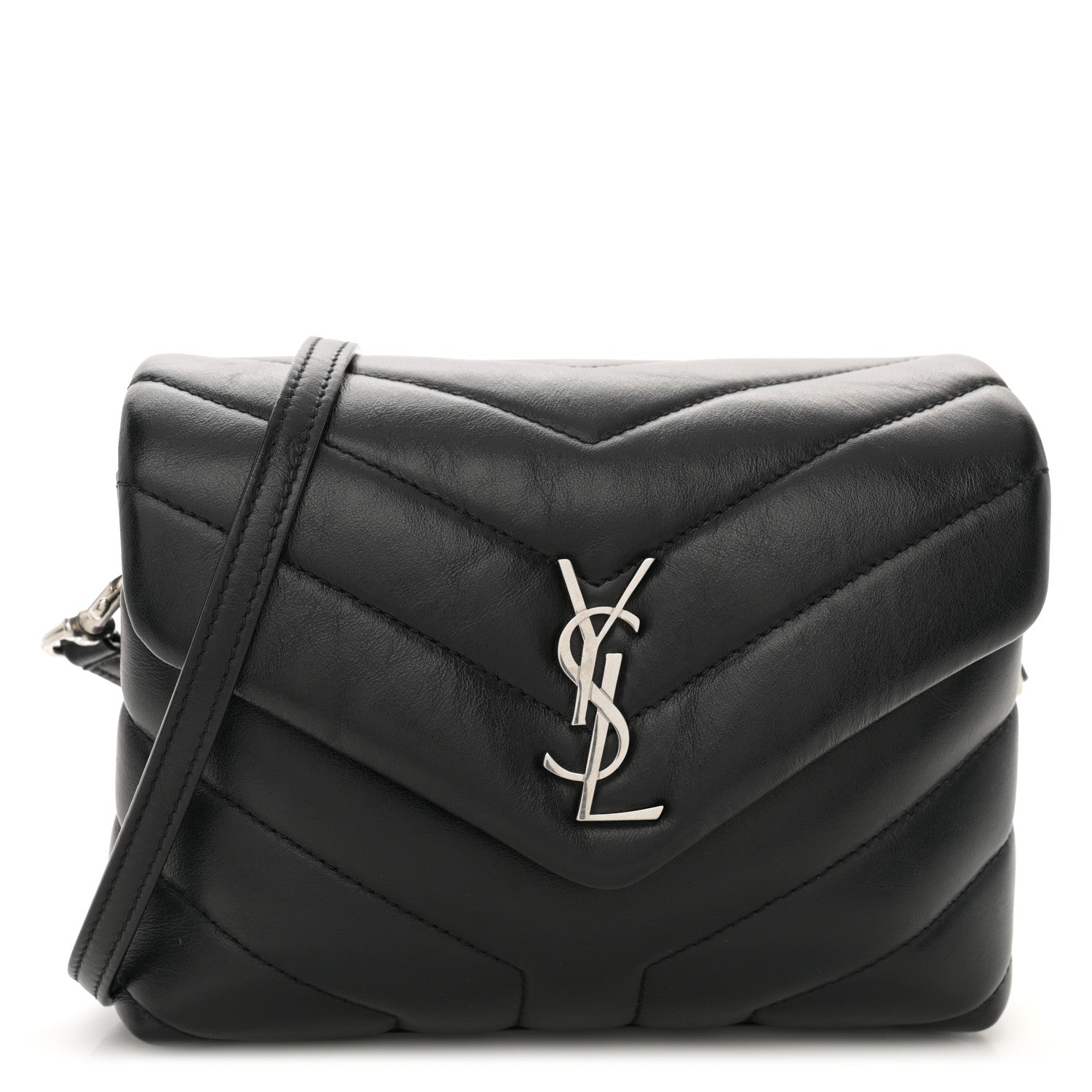 Saint Laurent Calfskin Y Quilted Monogram Toy Loulou Crossbody Bag Black 1 of 13