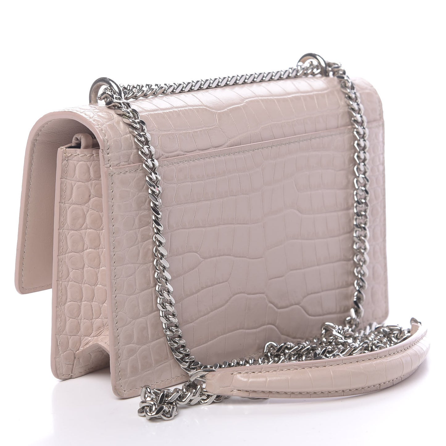 Calfskin Crocodile Embossed Small Monogram Sunset Soft Nude