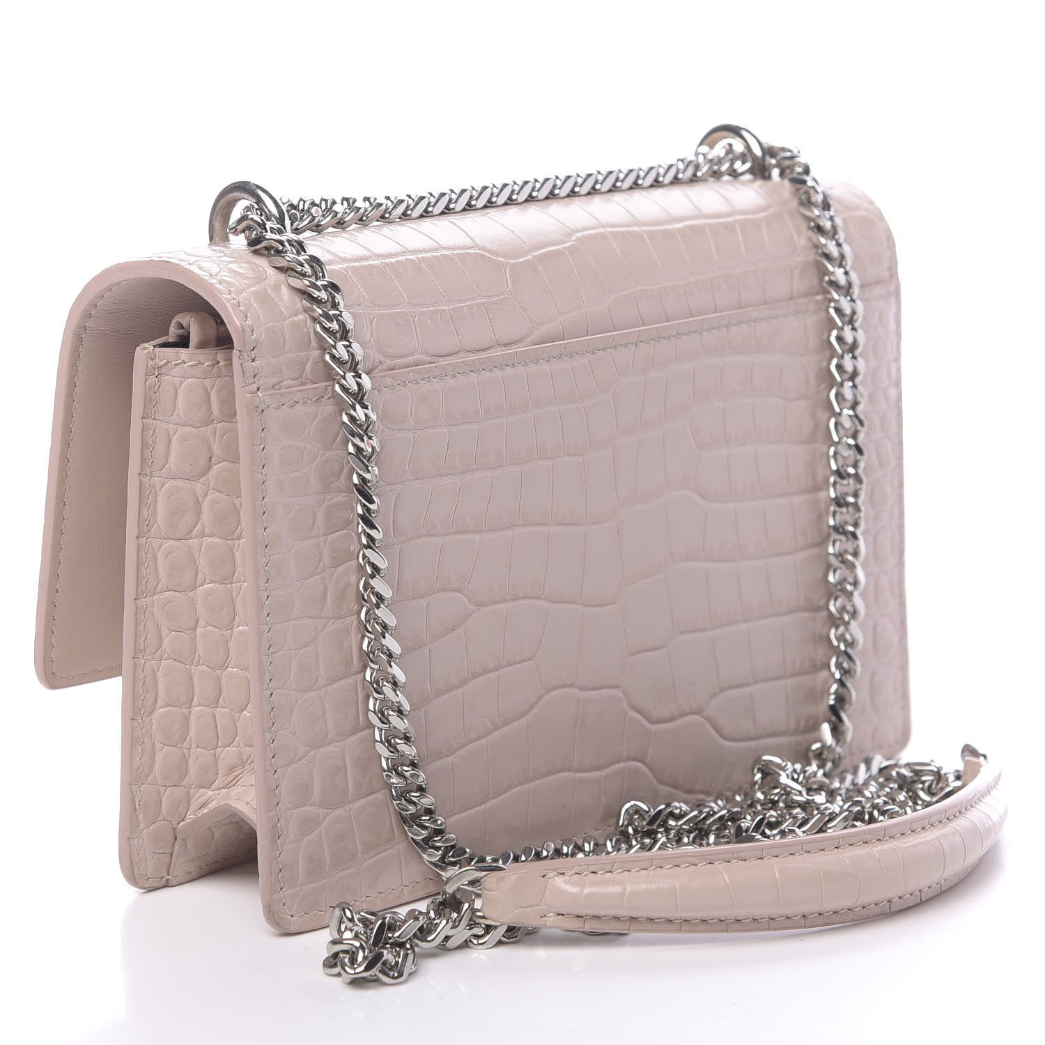 Saint Laurent Calfskin Crocodile Embossed Small Monogram Sunset Soft Nude 3 of 11