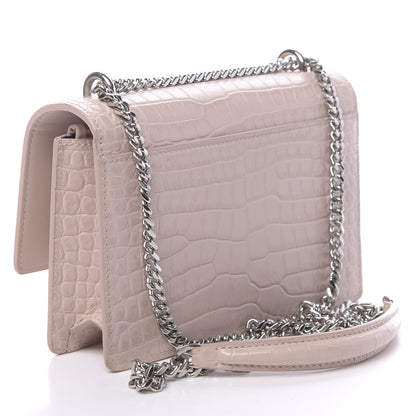 Saint Laurent Calfskin Crocodile Embossed Small Monogram Sunset Soft Nude 3 of 11