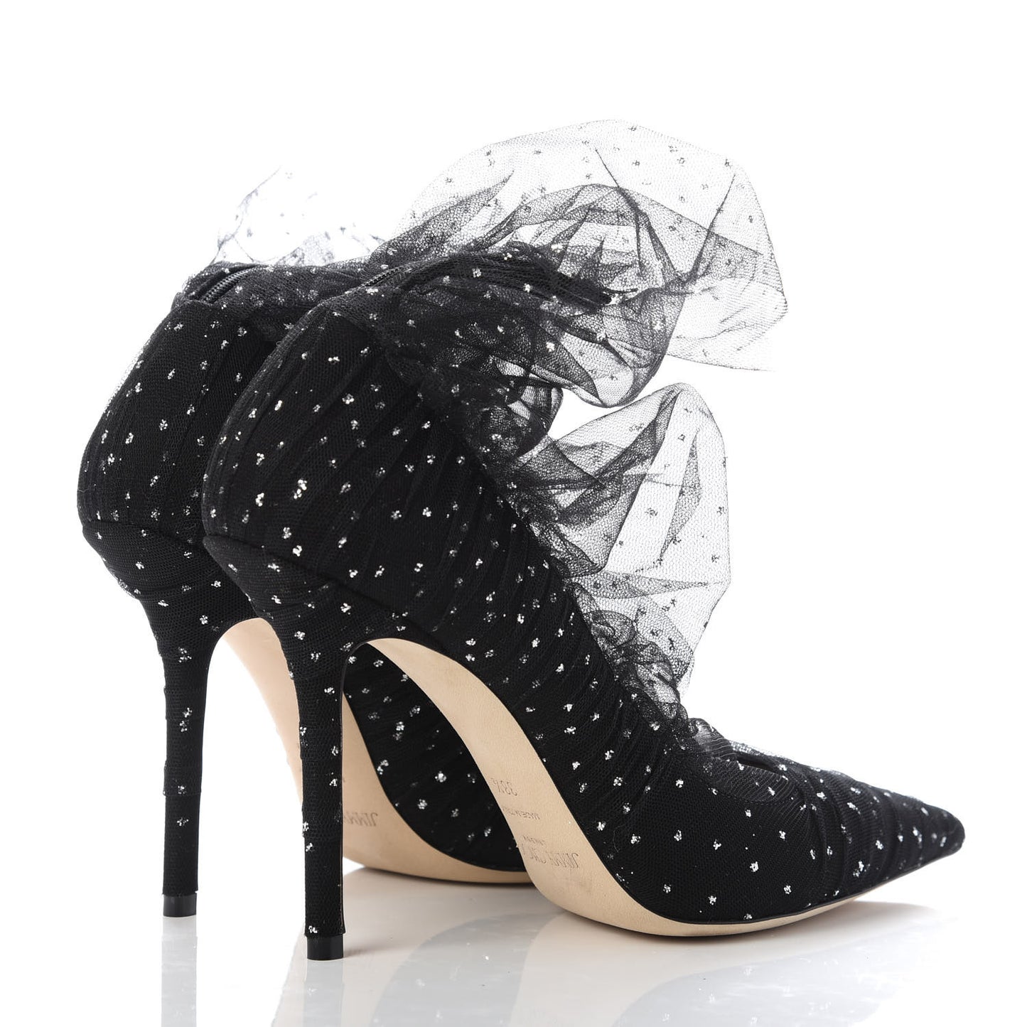 Suede Tulle Lavish 100 Pumps 38.5 Black Silver