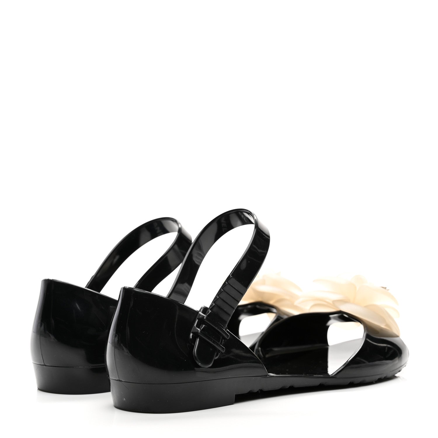 Chanel Jelly Camellia Sandals 35 Black Ivory 5 of 8