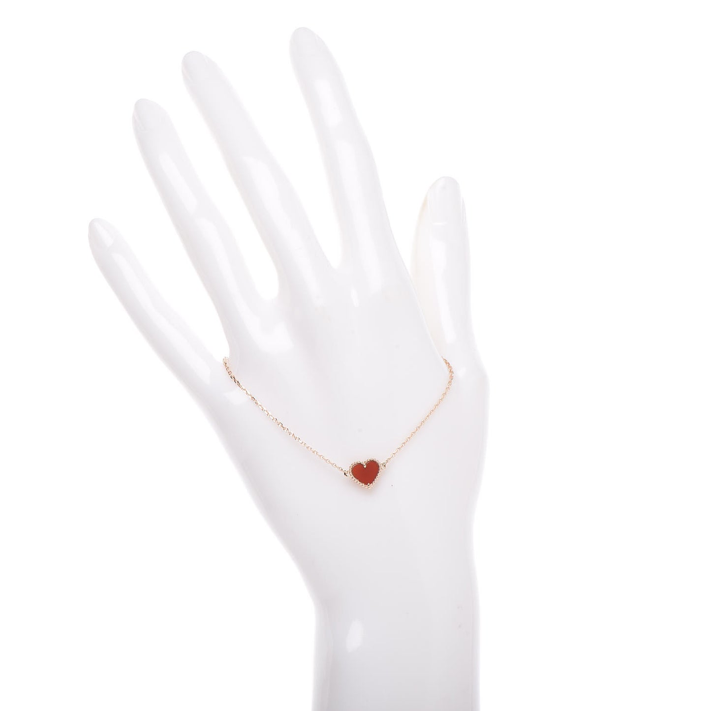 18K Rose Gold Carnelian Sweet Alhambra Heart Bracelet
