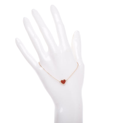 Van Cleef & Arpels 18K Rose Gold Carnelian Sweet Alhambra Heart Bracelet 2 of 7