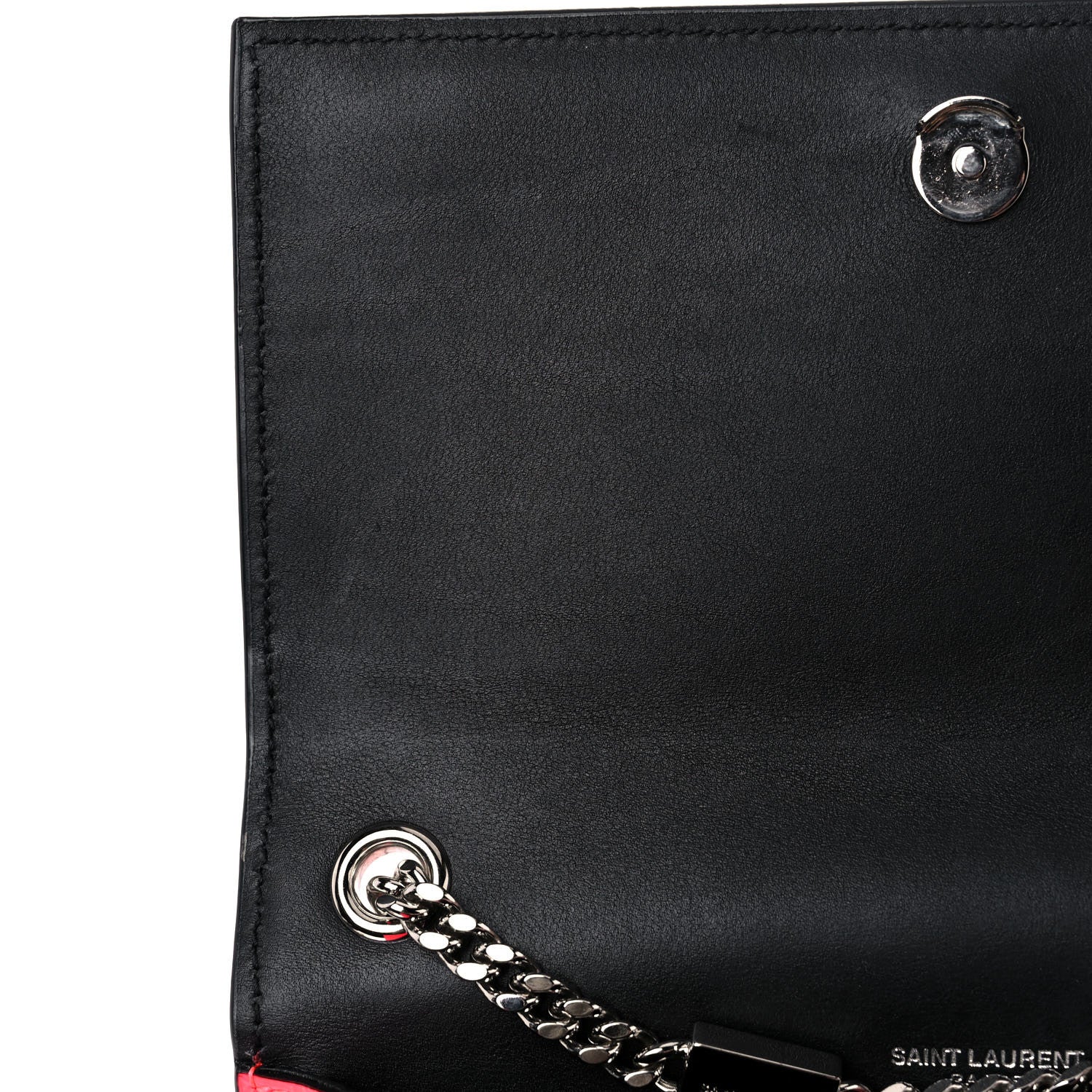 Saint Laurent Patent Grain de Poudre Small Monogram Kate Satchel Neon Pink 9 of 11