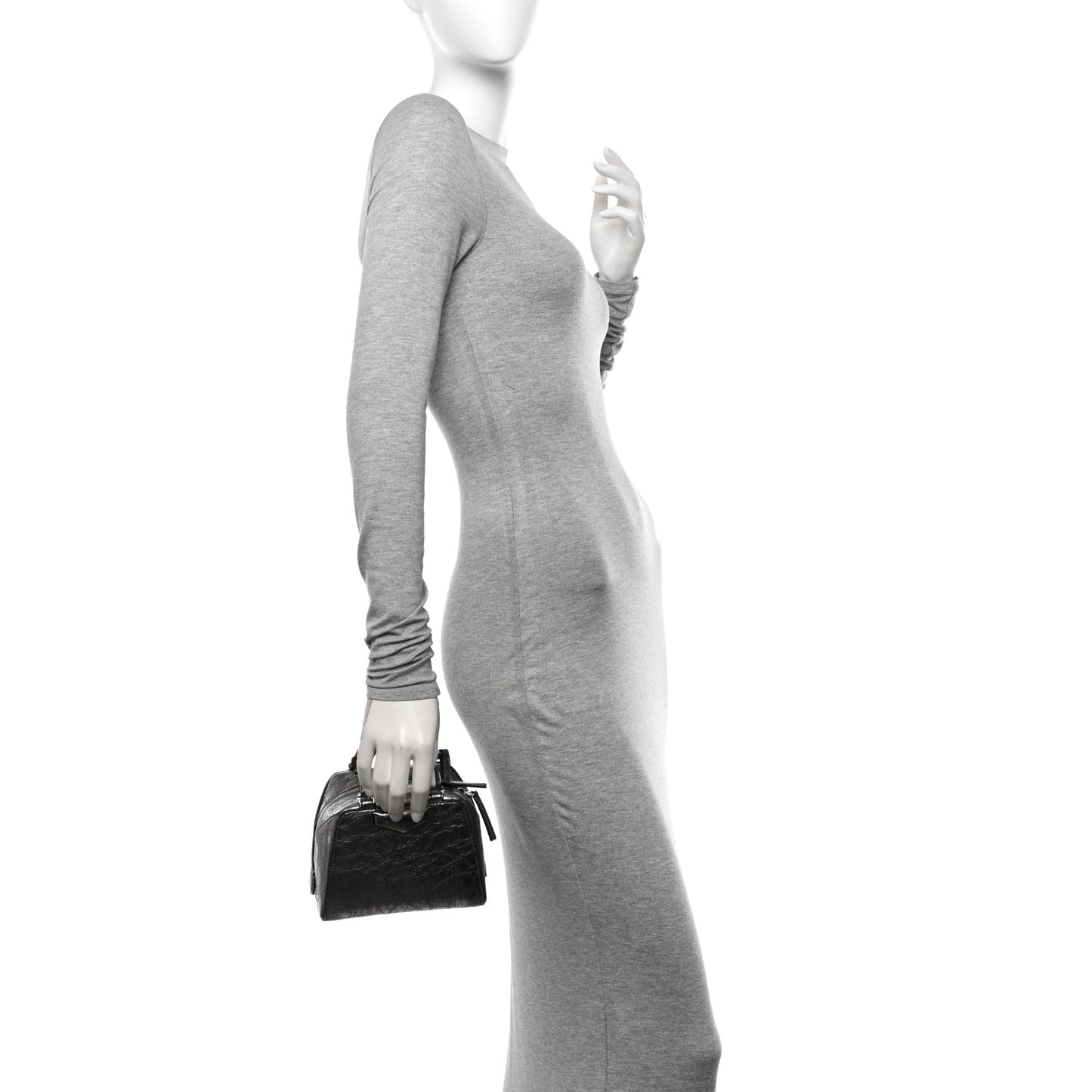 Laminated Lambskin Micro Antigona Cube Bag Silvery Grey