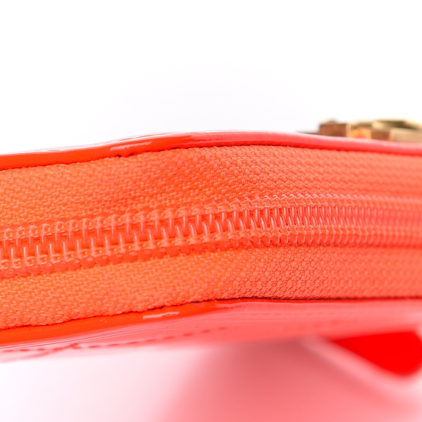 Patent Quilted Small Boy Zip Around Wallet Orange