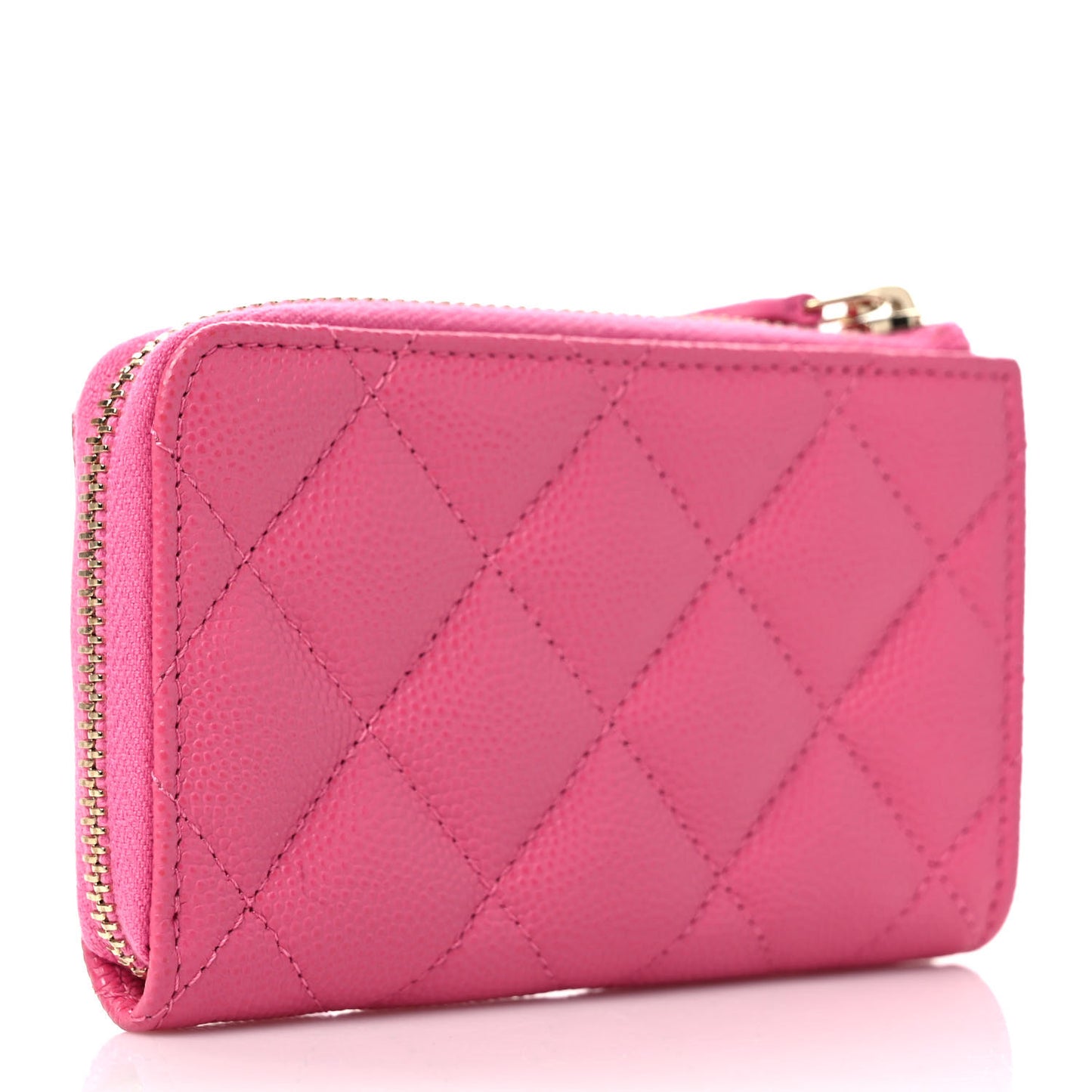 Caviar Quilted Zipped Key Holder Case Pink