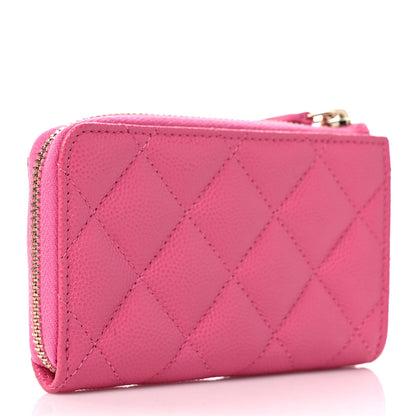 Chanel Caviar Quilted Zipped Key Holder Case Pink 4 of 9