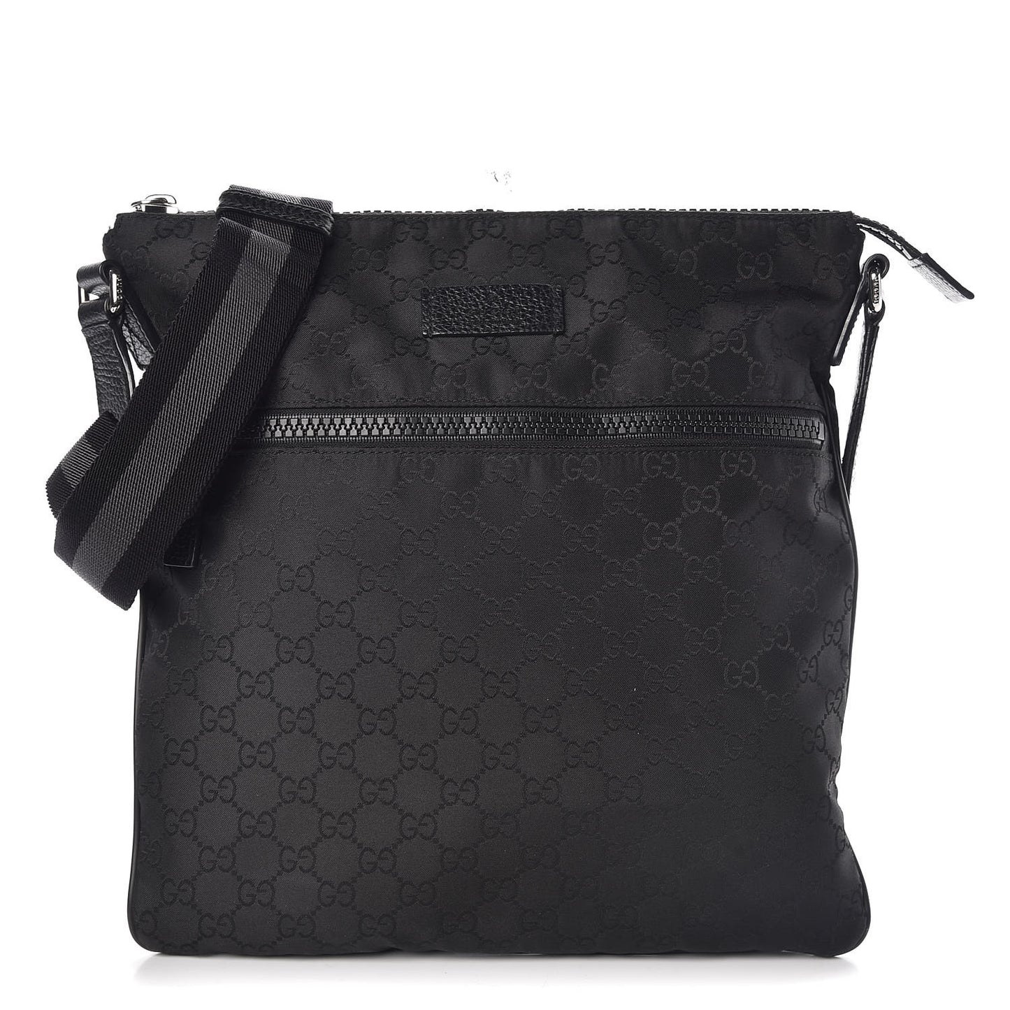 Nylon Monogram Medium Flat Messenger Bag Black
