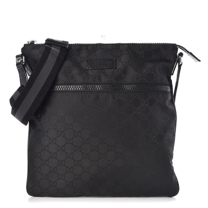 Gucci Nylon Monogram Medium Flat Messenger Bag Black 1 of 9