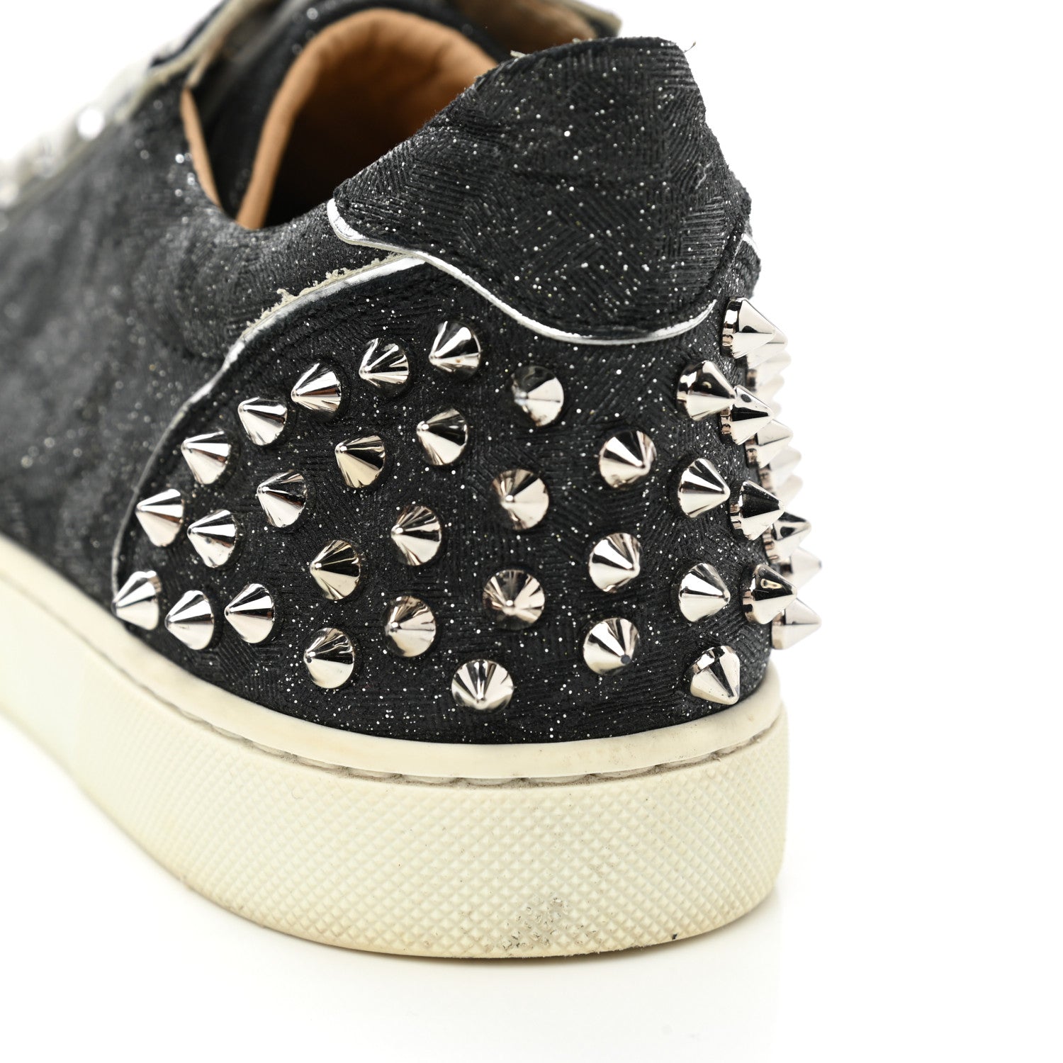 Christian Louboutin Crosta Womens Vieira Spiked Flat Comete Sneakers 37 Black Silver 10 of 11
