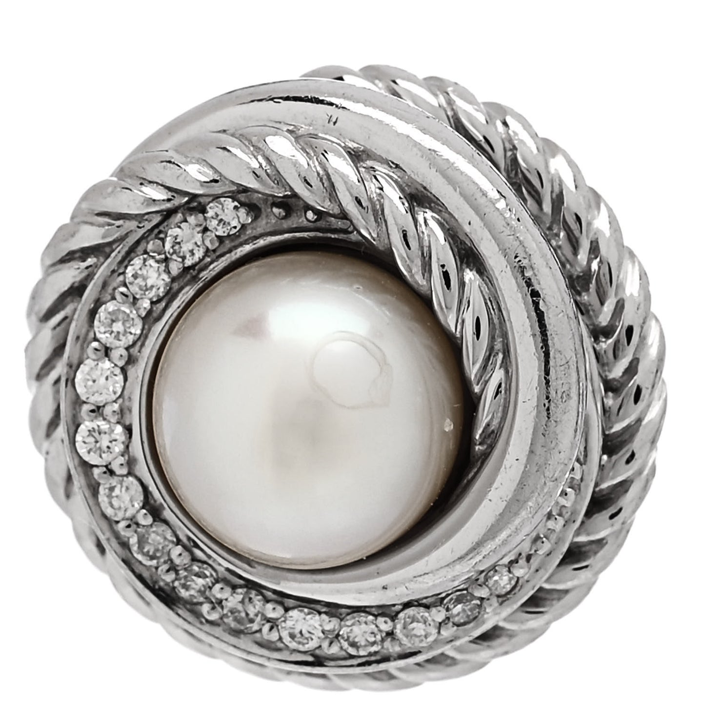 Sterling Silver Diamond Freshwater Cultured Pearl Crossover Earrings