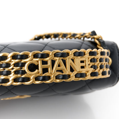 Chanel Shiny Calfskin Quilted Top Handle Flap Phone Holder With Chain Black 12 of 12