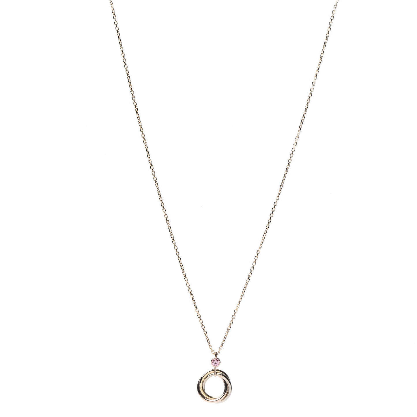 18K Pink Yellow White Gold Pink Spinel Trinity Pendant Necklace