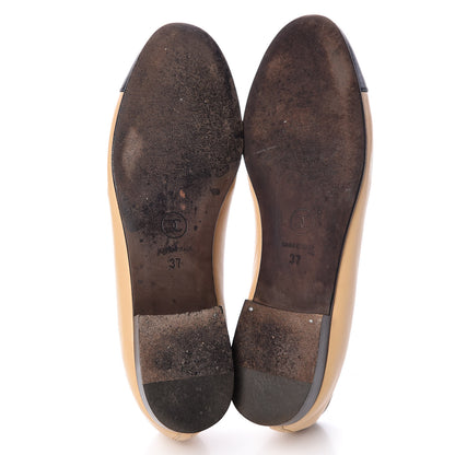 Chanel Lambskin Cap Toe Ballerina Flats 37 Beige Black 7 of 14