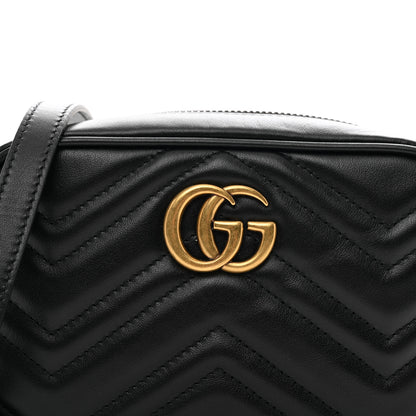 Gucci Calfskin Matelasse Mini GG Marmont Chain Shoulder Bag Black 5 of 10