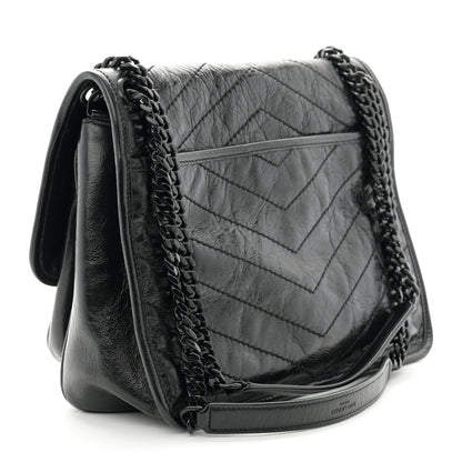 Saint Laurent Crinkled Calfskin Matelasse Monogram Large Niki Chain Satchel Black 3 of 10
