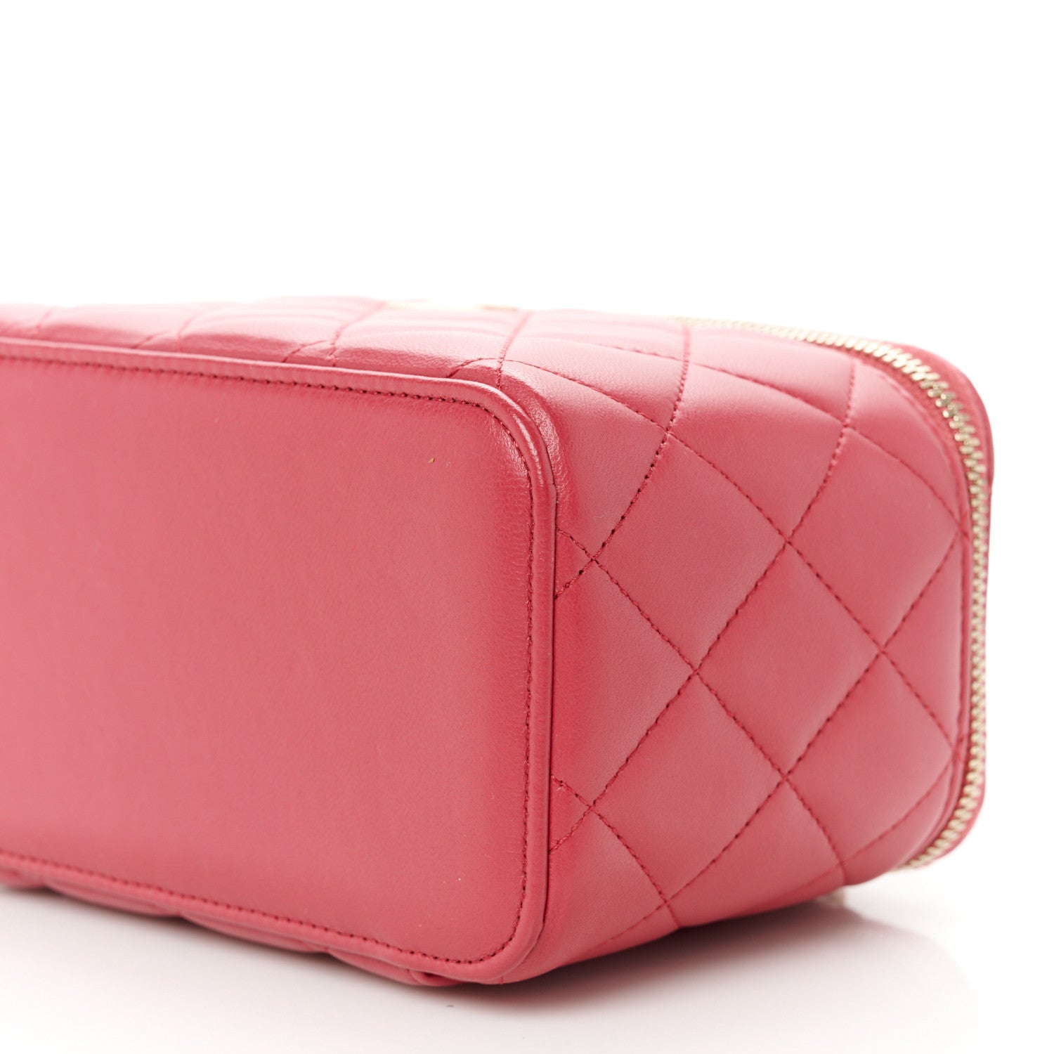 Chanel Lambskin Quilted Small Top Handle Vanity Case With Chain Dark Pink 10 of 11