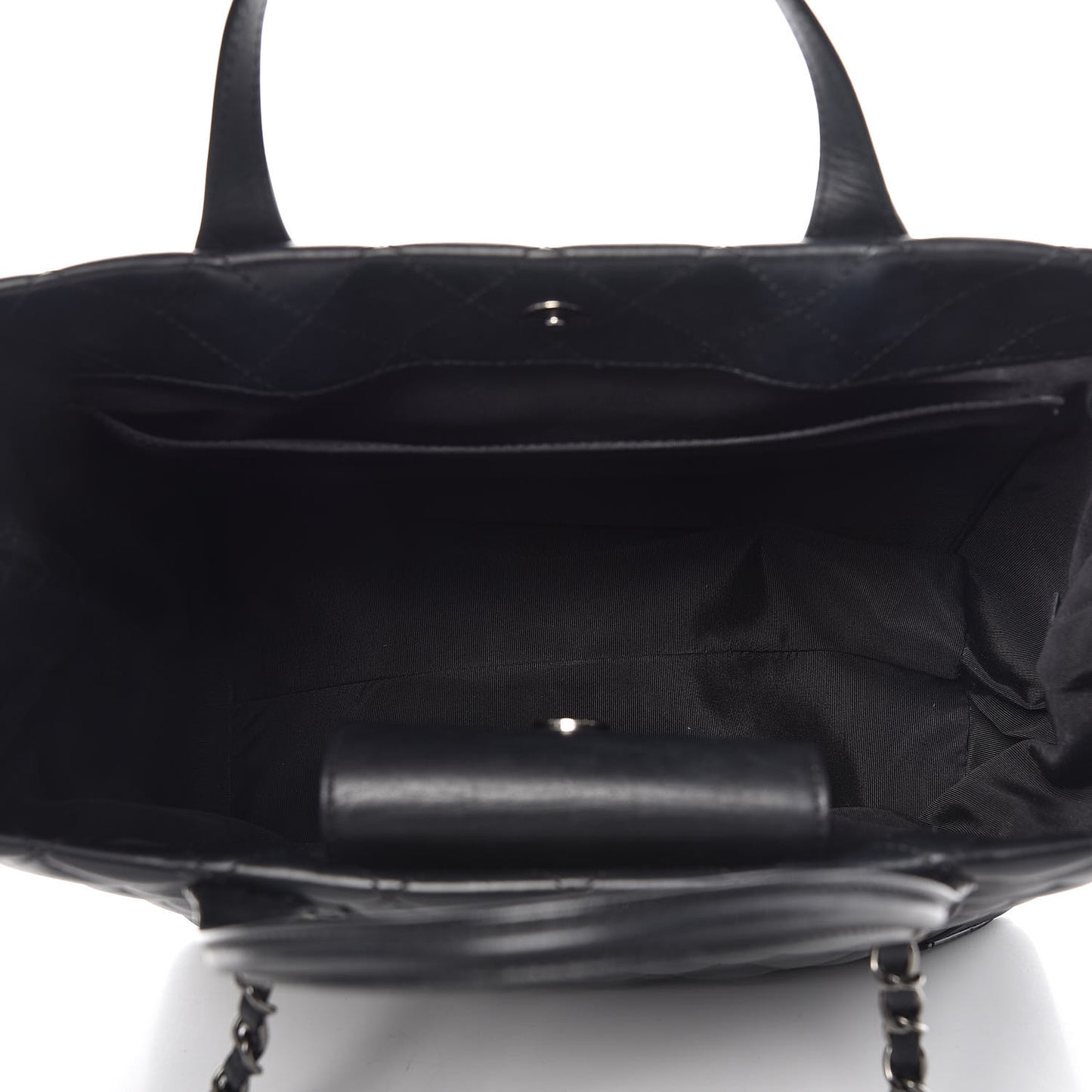 Calfskin Quilted Small Easy Shopping Tote Black