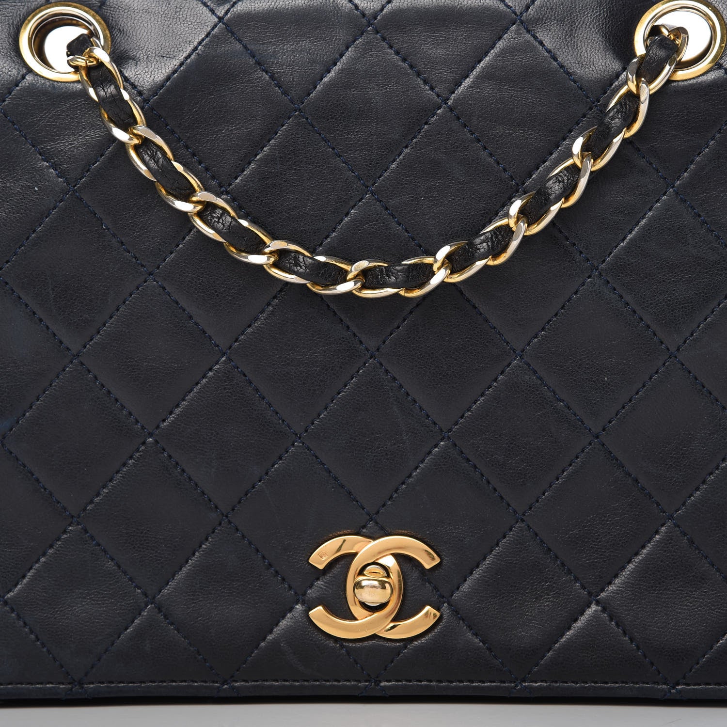 Chanel Lambskin Quilted Small Single Flap Bag Navy 10 of 12