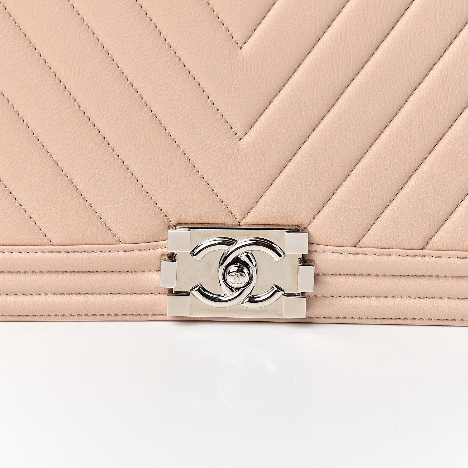 Chanel Calfskin Chevron Quilted New Medium Boy Flap Beige 10 of 11