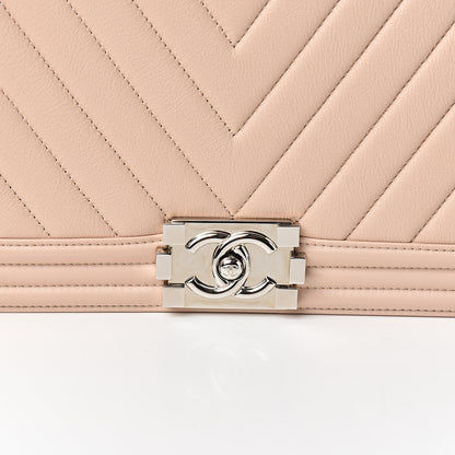 Chanel Calfskin Chevron Quilted New Medium Boy Flap Beige 10 of 11