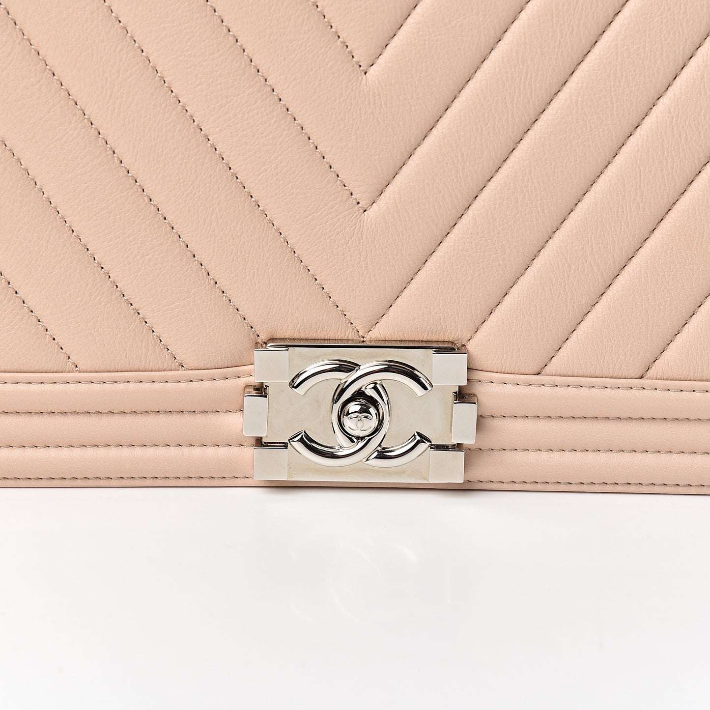 Calfskin Chevron Quilted New Medium Boy Flap Beige