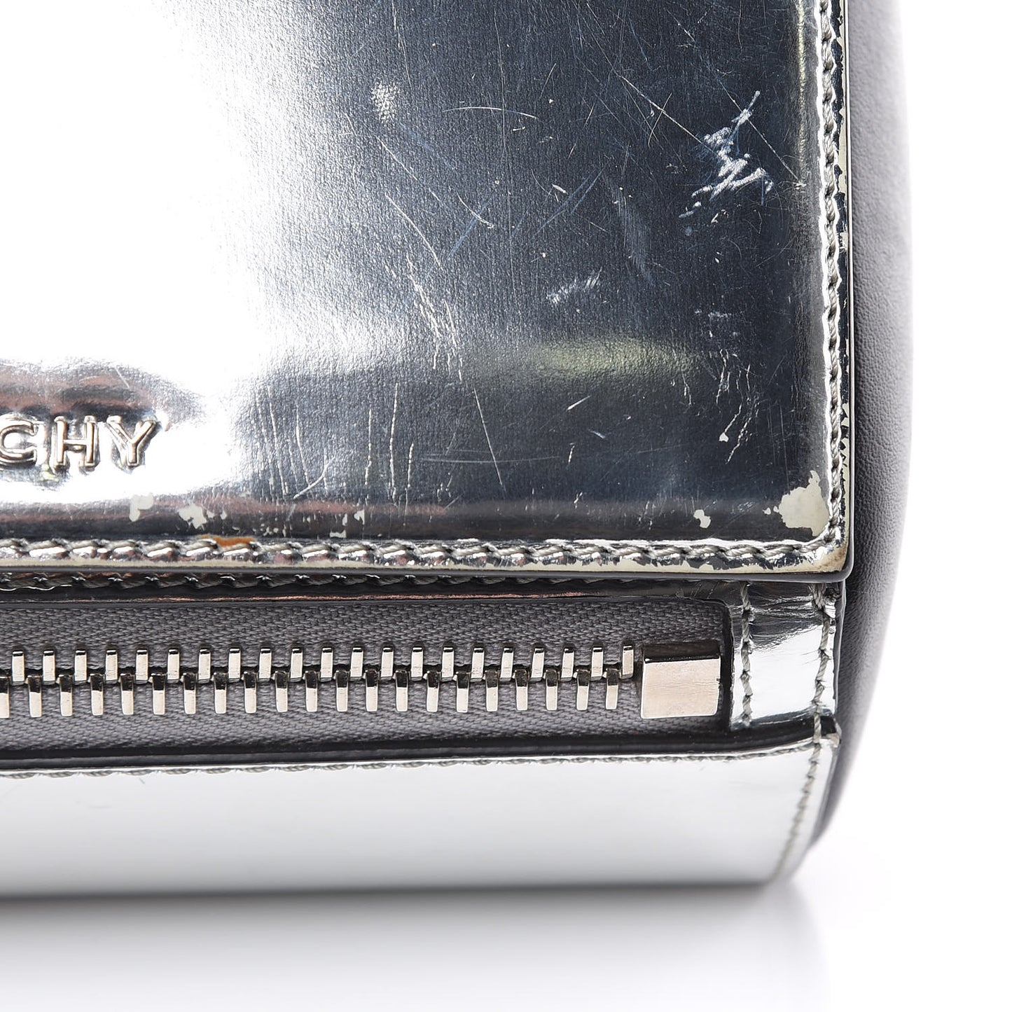 Metallic Calfskin Mini Pandora Box Crossbody Bag Silver