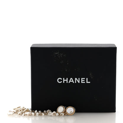Chanel Crystal Mother of Pearl CC Star Dangle Earrings Gold 5 of 5