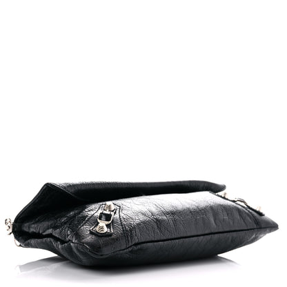 Balenciaga Agneau Giant 12 Silver Hardware Envelope Strap Clutch Black 3 of 11