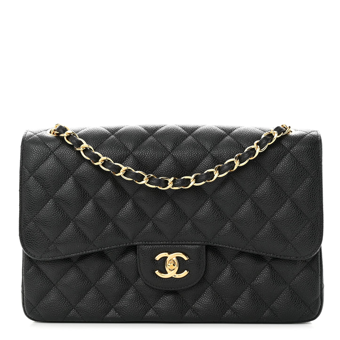 Caviar Quilted Jumbo Double Flap Black