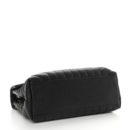 Saint Laurent Grain de Poudre Calfskin Y Quilted Monogram Medium Loulou Chain Satchel Black 4 of 9