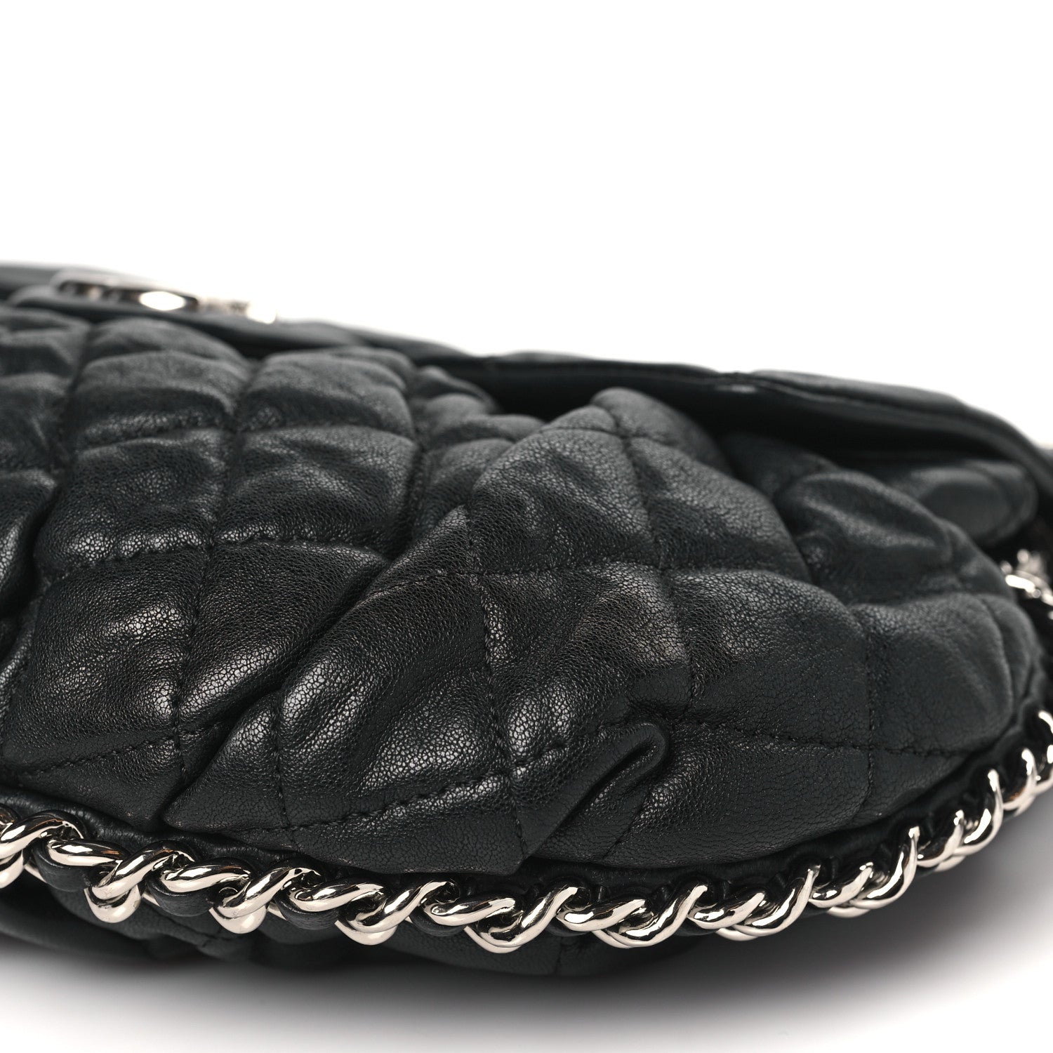 Chanel Washed Lambskin Quilted Medium Chain Around Messenger Black 10 of 11