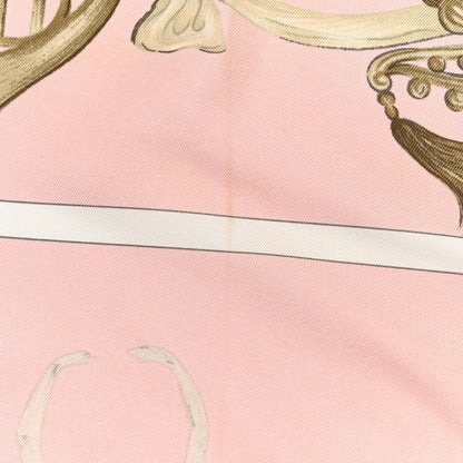 Hermes Silk La Danse Du Cheval Scarf 90 Rose Sable Blanc 7 of 8