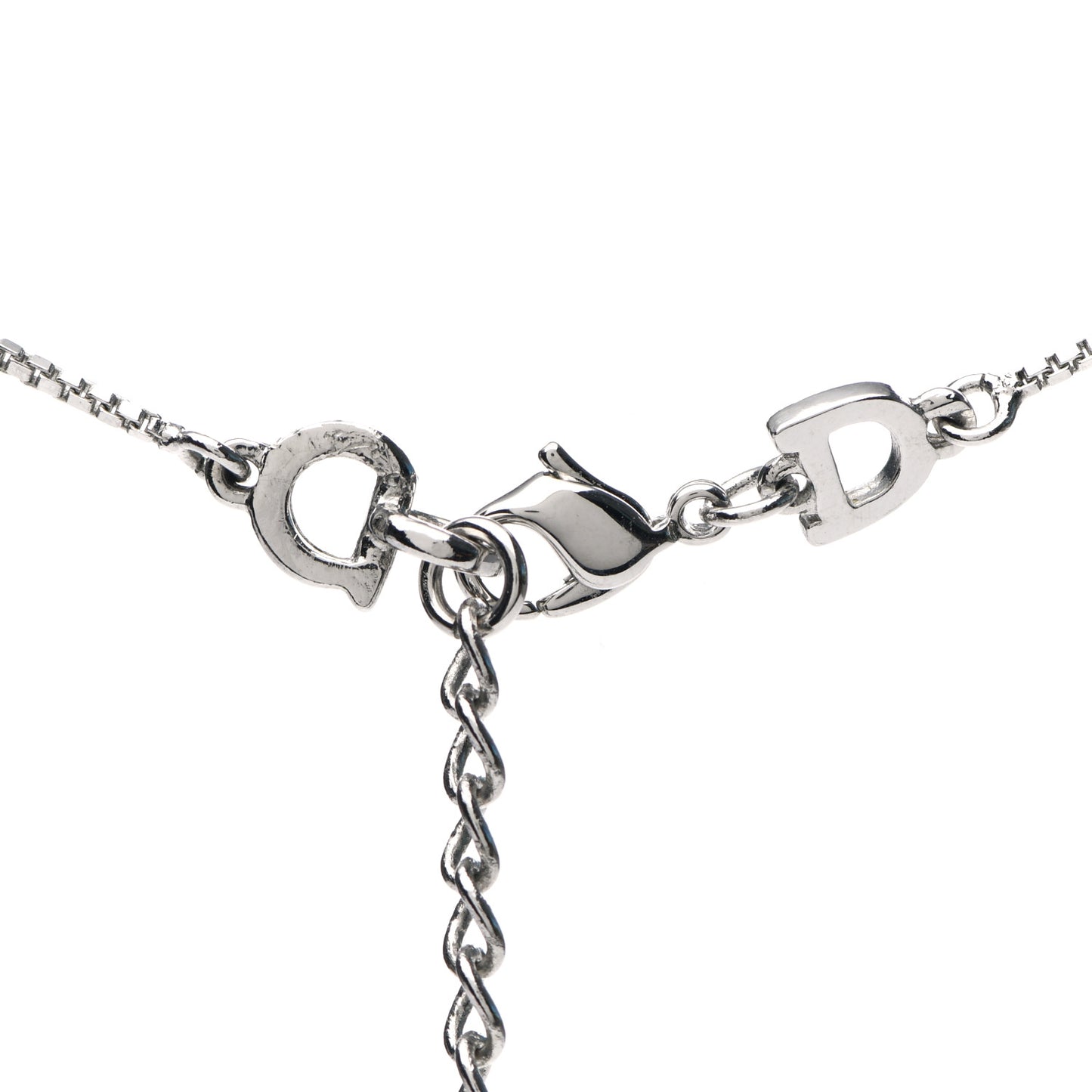 Enamel Logo Tag Short Necklace Silver