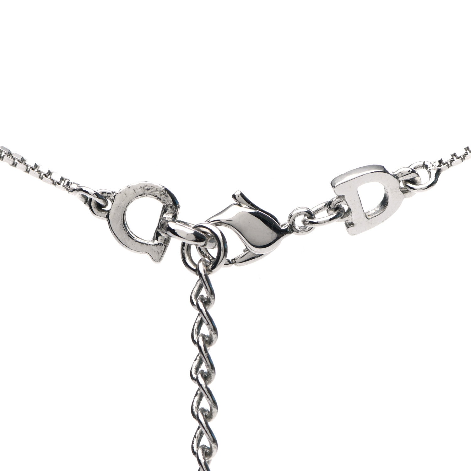Christian Dior Enamel Logo Tag Short Necklace Silver 5 of 5