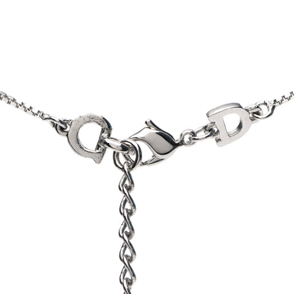 Christian Dior Enamel Logo Tag Short Necklace Silver 5 of 5