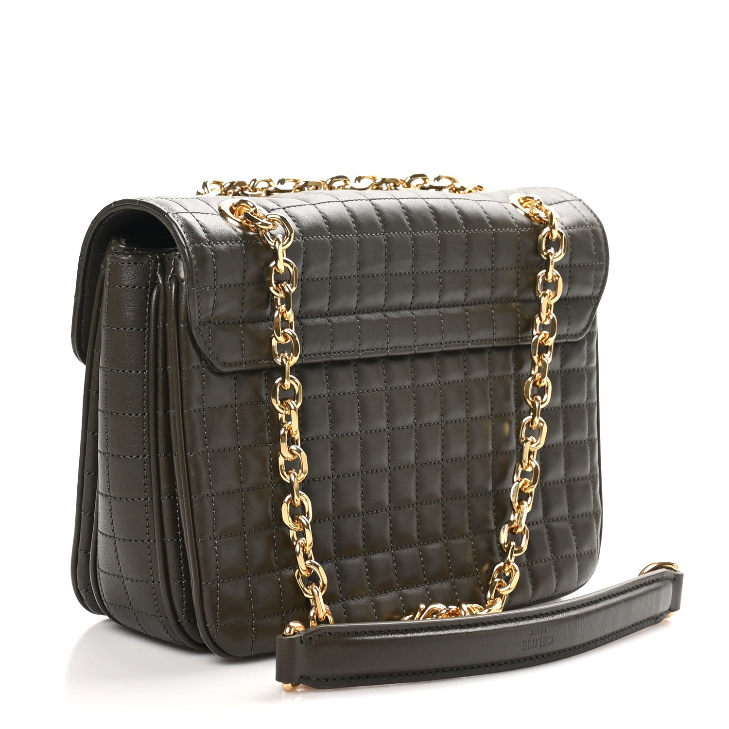 Celine Calfskin Quilted Medium C Bag Khaki 3 of 9