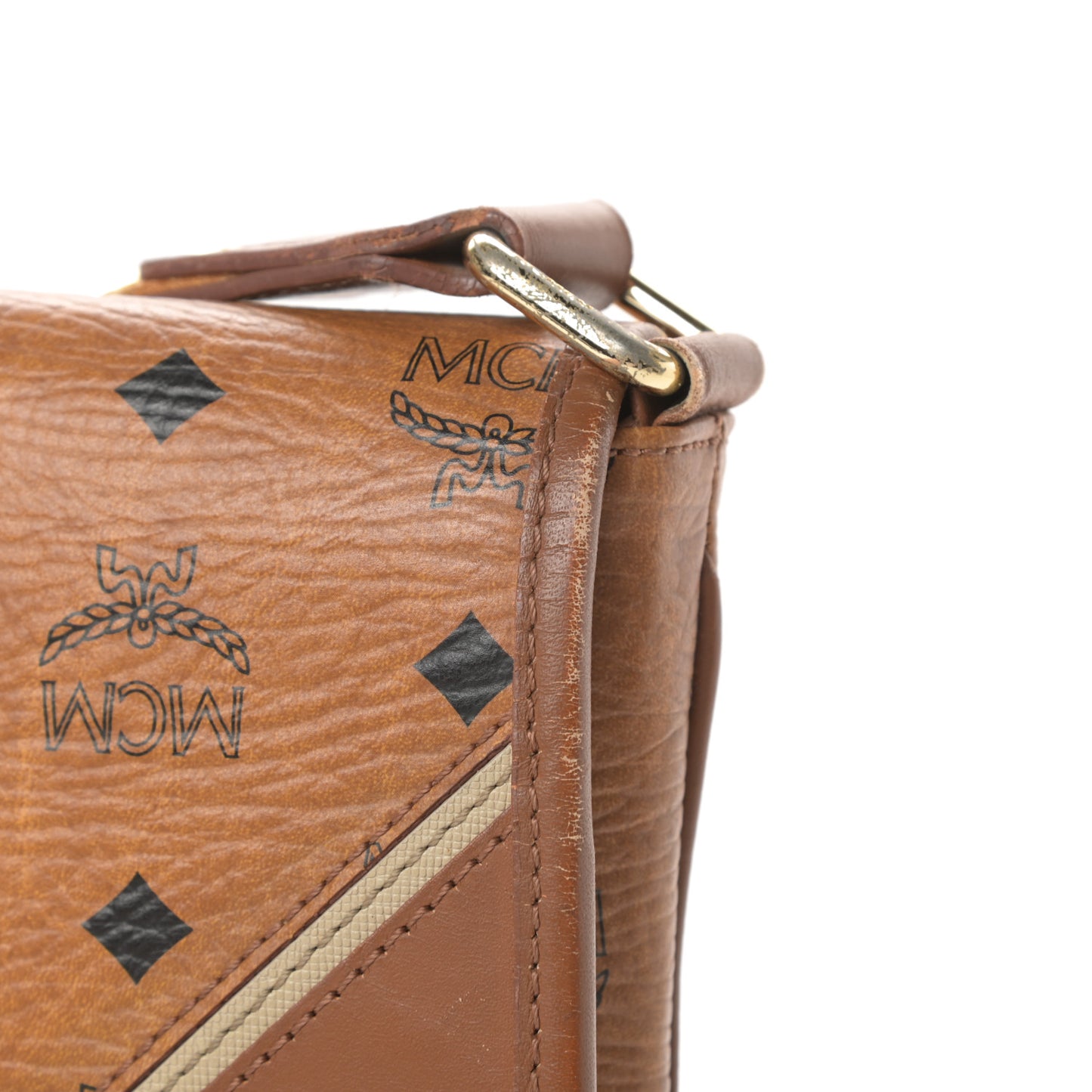 Calfskin Visetos Small Munich Lion Messenger Cognac