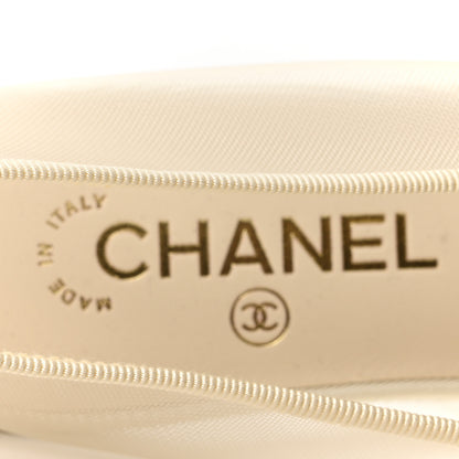 Chanel Mesh Grosgrain CC Ballerina Flats 39 Ivory 8 of 9
