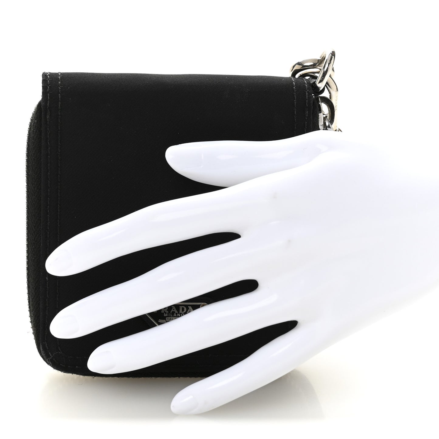 Tessuto Nylon Zip Around Wallet On Strap Black